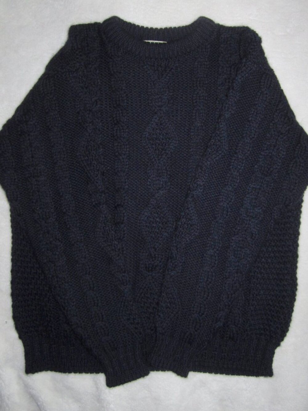 Vintage LL BEAN Aran Fisherman Cable Knit Sweater 80s-90s Made in Ireland XS